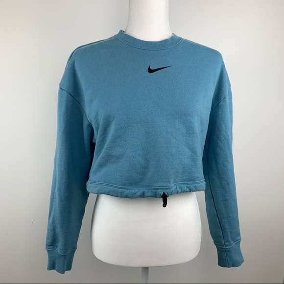 Nike Tops - Nike Cropped Crewneck with Drawstring Blue Size S